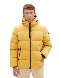 Produktbild: TOM TAILOR Herren 1037350 Recycled Down Puffer-Jacke mit Abnehmbarer Kapuze, 10533-golden Fall, S