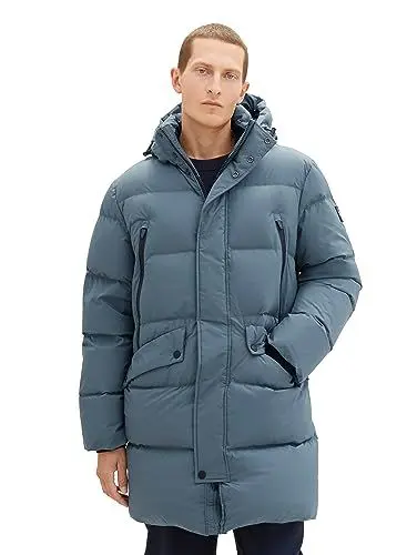 Produktbild: TOM TAILOR Herren 1037357 Recycled Down Puffer-Parka mit Abnehmbarer Kapuze, 32506-dusty Dark Teal, XXXL