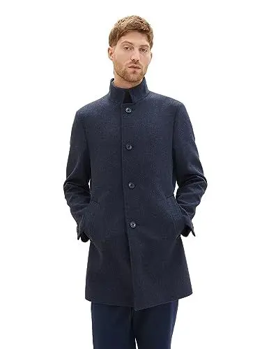 Produktbild: TOM TAILOR Herren 1037407 3-Knopf Wollmantel mit Stehkragen, 32530-blue small Herringbone, XXL