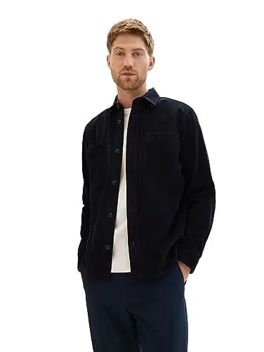 Produktbild: TOM TAILOR Herren 1037433 Overshirt Hemd aus Cord mit aufgesetzten Brusttaschen, 10668-sky Captain Blue, XXXL