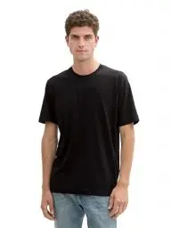 Produktbild: TOM TAILOR Herren 1037741 Doppelpack T-Shirt mit Rundhals-Ausschnitt aus Baumwolle, 29999-Black, L (2er Pack)