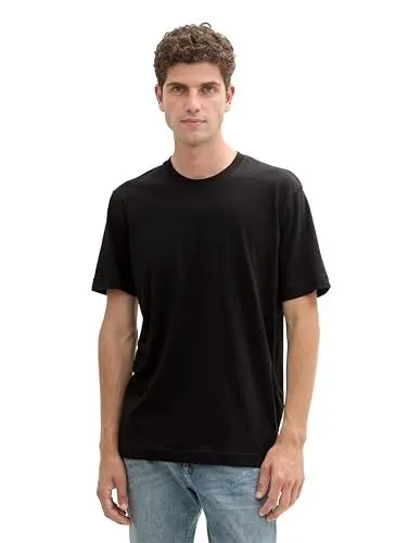 Produktbild: TOM TAILOR Herren 1037741 Doppelpack T-Shirt mit Rundhals-Ausschnitt aus Baumwolle, 29999-Black, XXXL (2er Pack)