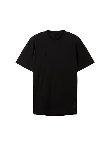 Produktbild: TOM TAILOR Herren 1037741 Doppelpack T-Shirt mit Rundhals-Ausschnitt aus Baumwolle, 29999-Black, XL (2er Pack)