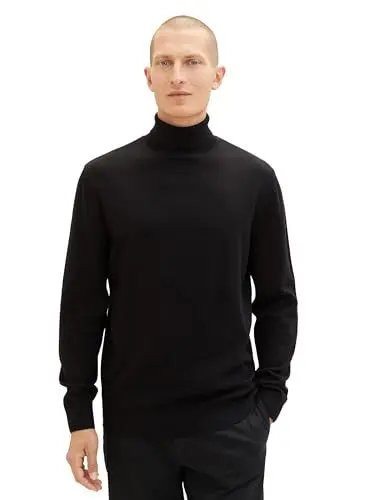 Produktbild: TOM TAILOR Herren 1038202 Basic Rollkragen-Pullover aus Baumwolle, 29999-Black, XL