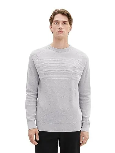 Produktbild: TOM TAILOR Herren 1038314 Strukturierter Crew-Neck Strick-Pullover, 32782-alfalfa Melange, XXL