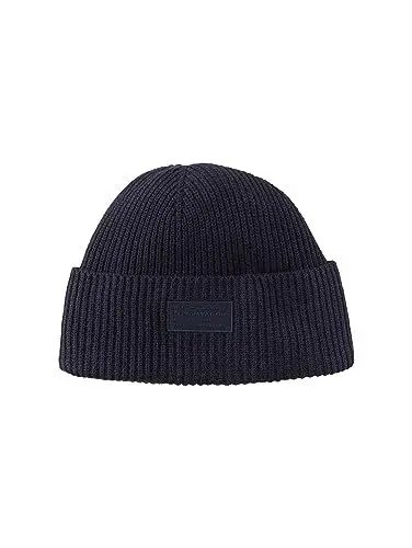 Produktbild: TOM TAILOR Herren 1038516 Beanie Mütze aus Baumwolle, 13160-Knitted Navy Melange, OneSize