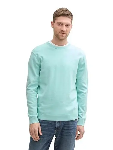 Produktbild: TOM TAILOR Herren 1039810 Strickpullover mit Crewneck, 22232-Soft Mint Green Melange, XL