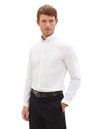Produktbild: TOM TAILOR Herren 1039886 Slim Fit Business Hemd aus Baumwolle mit Stretch, 20000-White, XXXL