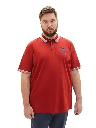 Produktbild: TOM TAILOR Herren 1039963 Basic Poloshirt mit Logo-Print, 14302-velvet red, 4XL