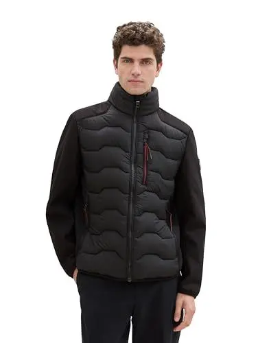 Produktbild: TOM TAILOR Herren 1041308 Hybrid Jacke mit Stehkragen, 29999-Black, L