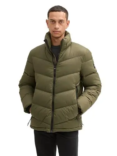 Produktbild: TOM TAILOR Herren 1042207 Pufferjacke mit verstaubarer Kapuze, 11848-Jungle Soil Green, L
