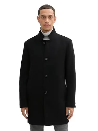 Produktbild: TOM TAILOR Herren 1042474 Wollmantel mit Knopfleiste, 29999-Black, XXL