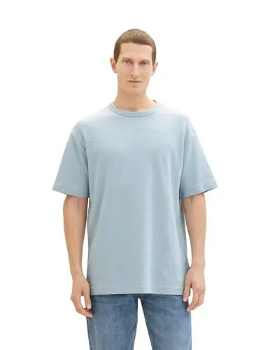 Produktbild: TOM TAILOR Herren Basic Crew-Neck T-Shirt mit Struktur, 15159 - Foggy Blue, M