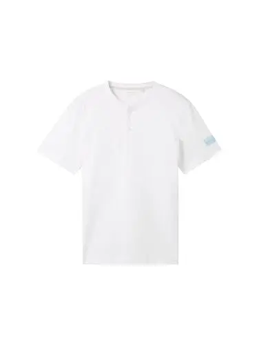 Produktbild: TOM TAILOR Herren Basic Henley T-Shirt mit Streifen, 20000 - White, XXL