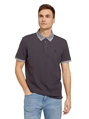 Produktbild: TOM TAILOR Herren Basic Piqué Poloshirt 1030625, 10899 - Tarmac Grey, XL
