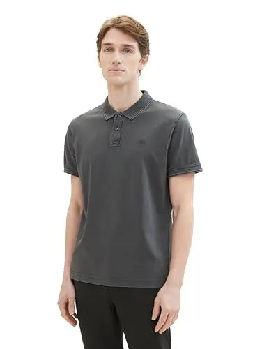 Produktbild: TOM TAILOR Herren Basic Piqué Poloshirt, 10899 - Tarmac Grey, XL
