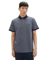 Produktbild: TOM TAILOR Herren Basic Piqué Poloshirt mit Brusttasche, 19932 - Navy Grindle Structure, M