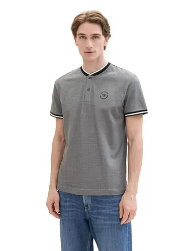 Produktbild: TOM TAILOR Herren Basic Piqué Poloshirt mit Stehkragen, black two tone pique, XXXL