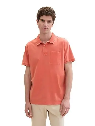 Produktbild: TOM TAILOR Herren Basic Poloshirt im dyed Look, flamingo flower, XXL