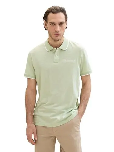 Produktbild: TOM TAILOR Herren Basic Poloshirt mit Streifen, sea green fine stripe, M