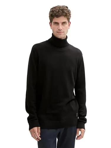 Produktbild: TOM TAILOR Herren Basic Rollkragenpullover aus Baumwolle, 29999 - Black, XL