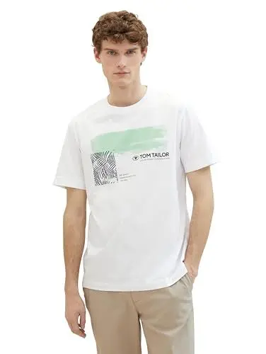Produktbild: TOM TAILOR Herren Basic T-Shirt mit Print, 20000 - White, XXL