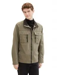 Produktbild: TOM TAILOR Herren Fieldjacke mit Brusttaschen aus Baumwolle, 32097 - Smokey Olive Green, L