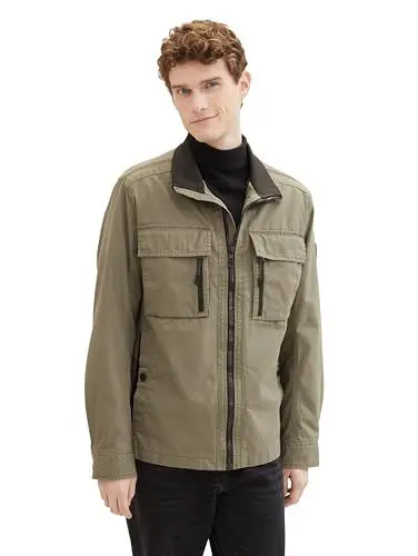 Produktbild: TOM TAILOR Herren Fieldjacke mit Brusttaschen aus Baumwolle, 32097 - Smokey Olive Green, L