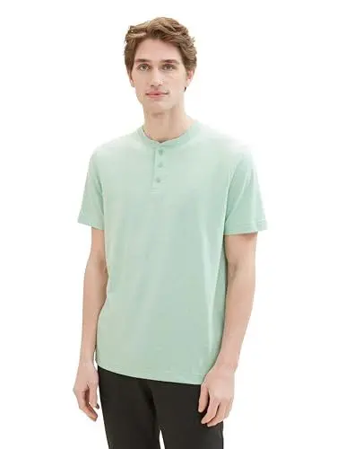 Produktbild: TOM TAILOR Herren Henley T-Shirt mit Knopfleiste, 35070 - Mint Grindle Structure, XXL