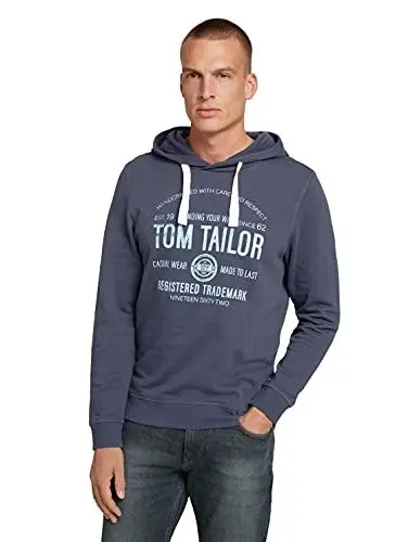Produktbild: TOM TAILOR Herren Hoodie mit Logo-Print 1020918, 10693 - Harbour Blue, XL