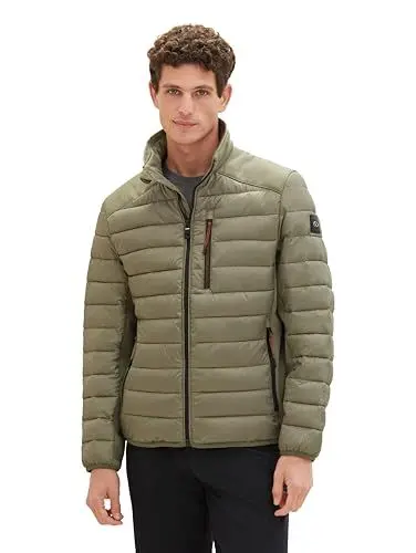 Produktbild: TOM TAILOR Herren Hybrid Steppjacke mit Stehkragen, 32097 - Smokey Olive Green, XXXL