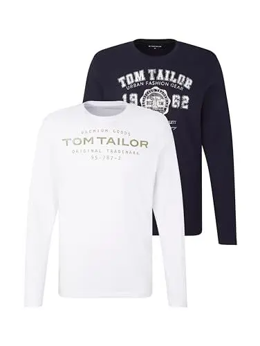 Produktbild: TOM TAILOR Herren 1034857 Langarmshirt Im Doppelpack, 29999 - Black, XXL EU