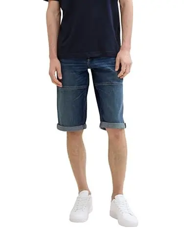 Produktbild: TOM TAILOR Herren Morris Relaxed Fit Overknee Shorts, Used Dark Stone Blue Denim, 32