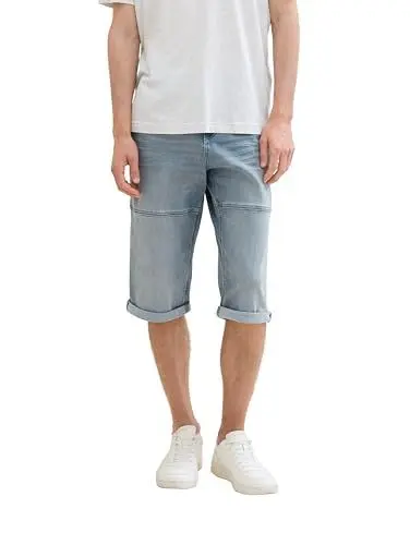 Produktbild: TOM TAILOR Herren Morris Relaxed Fit Overknee Shorts, mid stone blue grey denim, 34