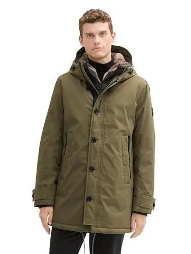 Produktbild: TOM TAILOR Herren Parka mit Kunstfell in der Kapuze, 11848 - Jungle Soil Green, XL
