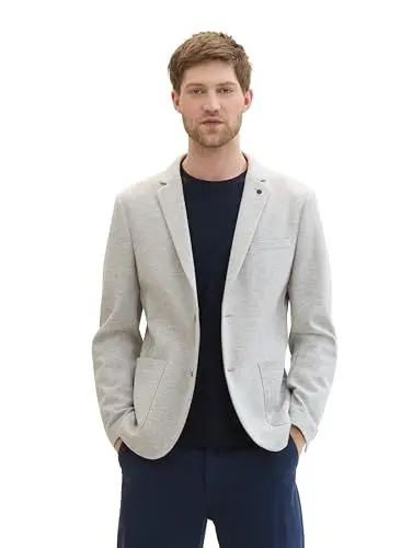 Produktbild: TOM TAILOR Herren Piqué Sakko mit Reverskragen, 10813 - Light Asphalt Mélange, 52
