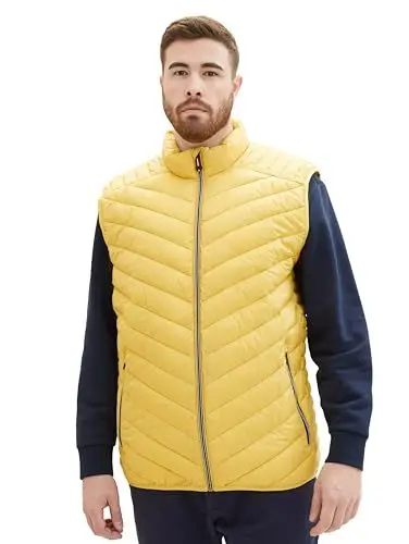 Produktbild: TOM TAILOR Herren Plussize Lightweight Steppweste mit Stehkragen, 11657 - Primerose Yellow, 2XL