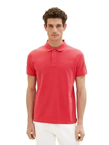 Produktbild: TOM TAILOR Herren Poloshirt mit Logo-Stickerei 1036960, 31045 - soft berry red, XXXL