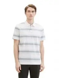 Produktbild: TOM TAILOR Herren Poloshirt mit Streifen, 35043 - White Multi Stripe, L
