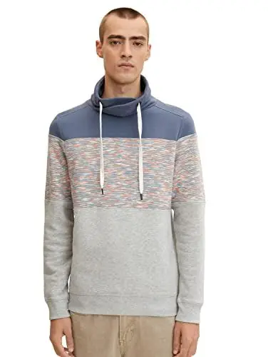 Produktbild: TOM TAILOR Herren Pullover mit Schalkragen 1032924, 30193 - Ordinary Grey Melange, L