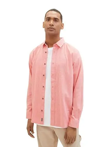 Produktbild: TOM TAILOR Herren Regular Fit Hemd mit Struktur, 34617 - Basic Red Structure, XXL