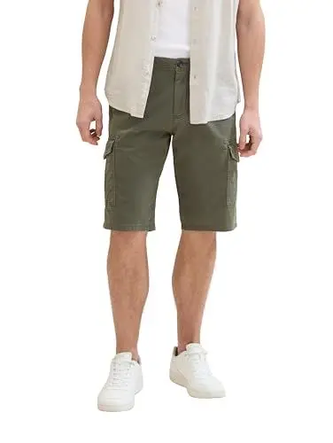 Produktbild: TOM TAILOR Herren Relaxed Fit Cargo Shorts, olive structure print, 34