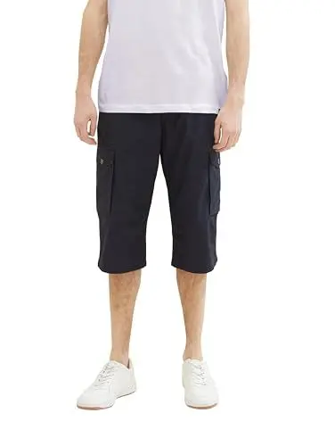 Produktbild: TOM TAILOR Herren Relaxed Fit Overknee Cargo Shorts, navy geometric structure, 33