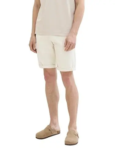 Produktbild: TOM TAILOR Herren Slim Chino Bermuda Shorts mit Stretch, 31718 - White Sand, 36