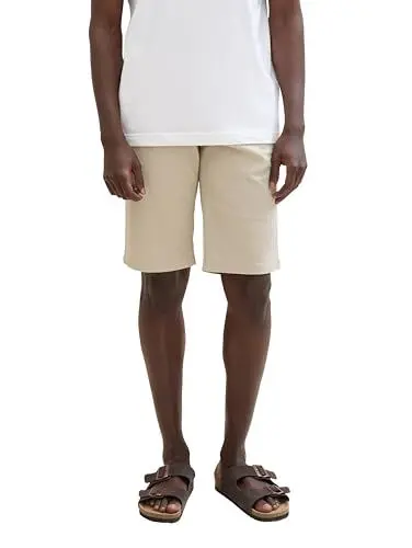 Produktbild: TOM TAILOR Herren Slim Chino Bermuda Shorts mit Stretch, beige structure print, 34