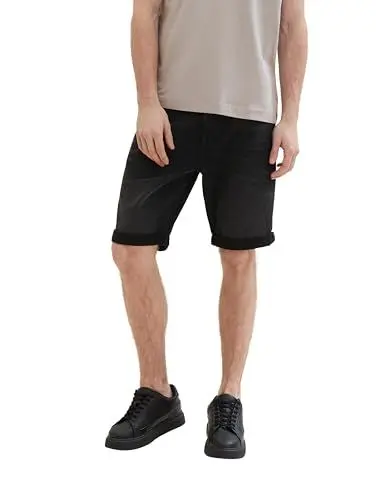 Produktbild: TOM TAILOR Herren Slim Jogg-Jeans Bermuda Shorts mit hohem Stretch, dark stone black black denim, 36