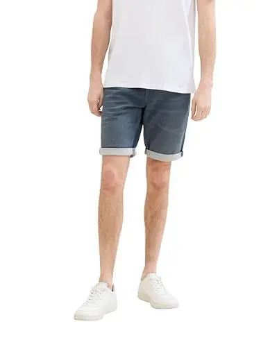 Produktbild: TOM TAILOR Herren Slim Jogg-Jeans Bermuda Shorts mit hohem Stretch, dark stone blue grey denim, 34
