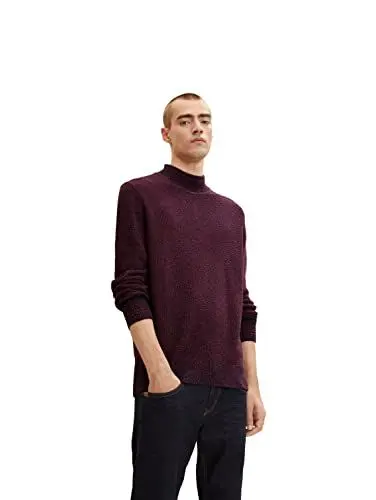 Produktbild: TOM TAILOR Herren Strickpullover mit Rollkragen 1032295, 30750 - Red Navy Mouline, XXL