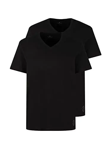 Produktbild: TOM TAILOR Herren T-Shirt mit V-Ausschnitt im Doppelpack, 29999 - Black, M