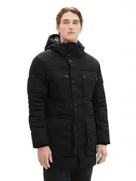 Produktbild: TOM TAILOR Herren Technical Winterparka mit aufgesetzten Taschen, Black, XXL